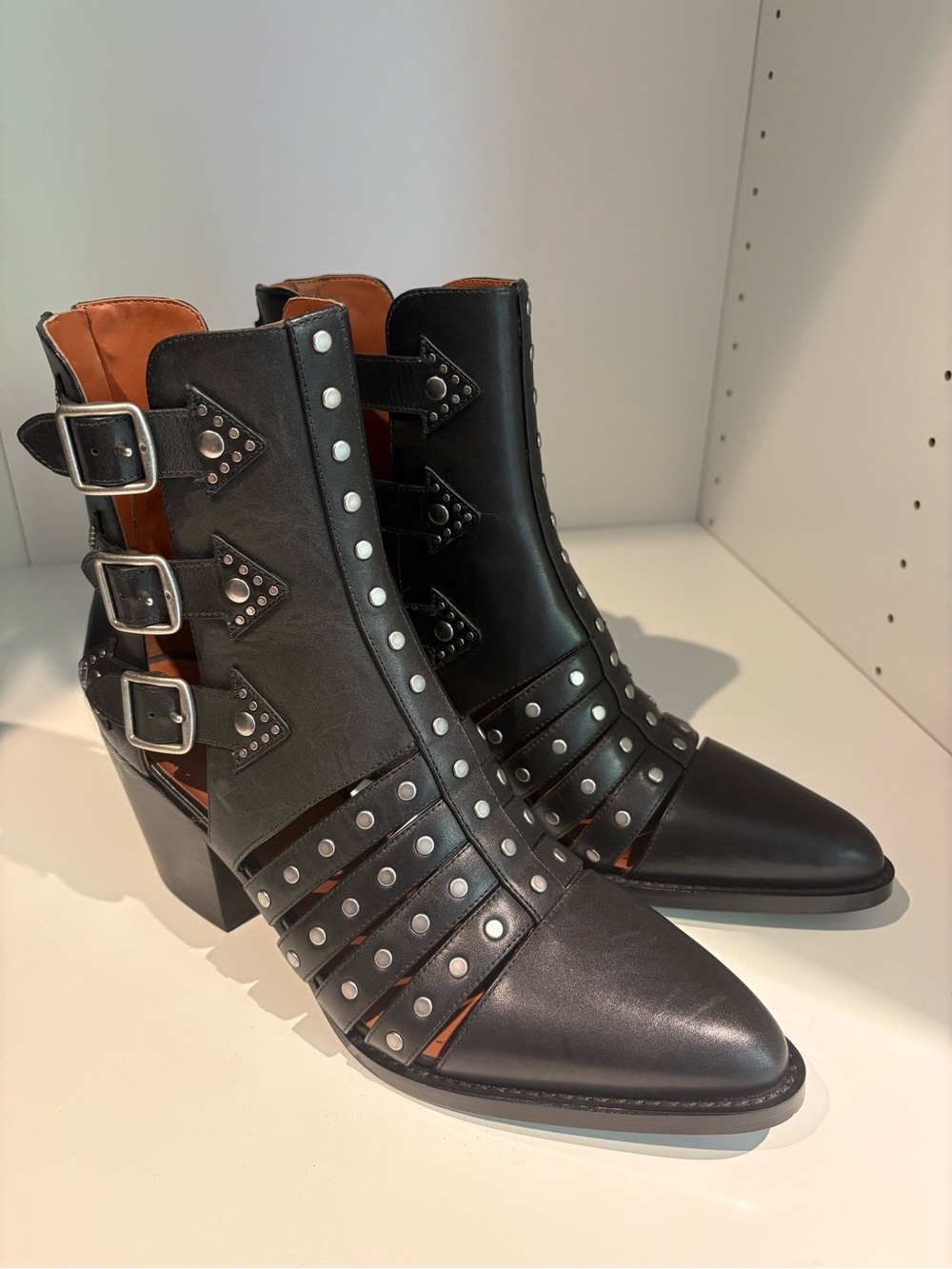 BNWOT Coach Pheobe Studded Black Leather Ankle Boots